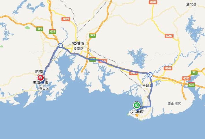 广西北海到广西防城港有多少公里？从北海区防城港要多久