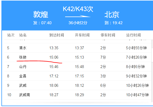 k42列车恢复通车时间？张掖到大同多久